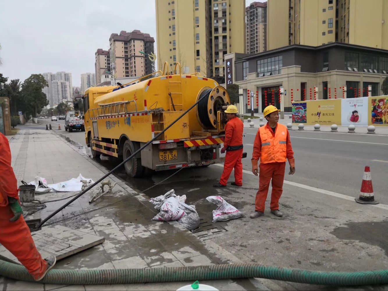 三家镇排污管道清淤-管道清洗